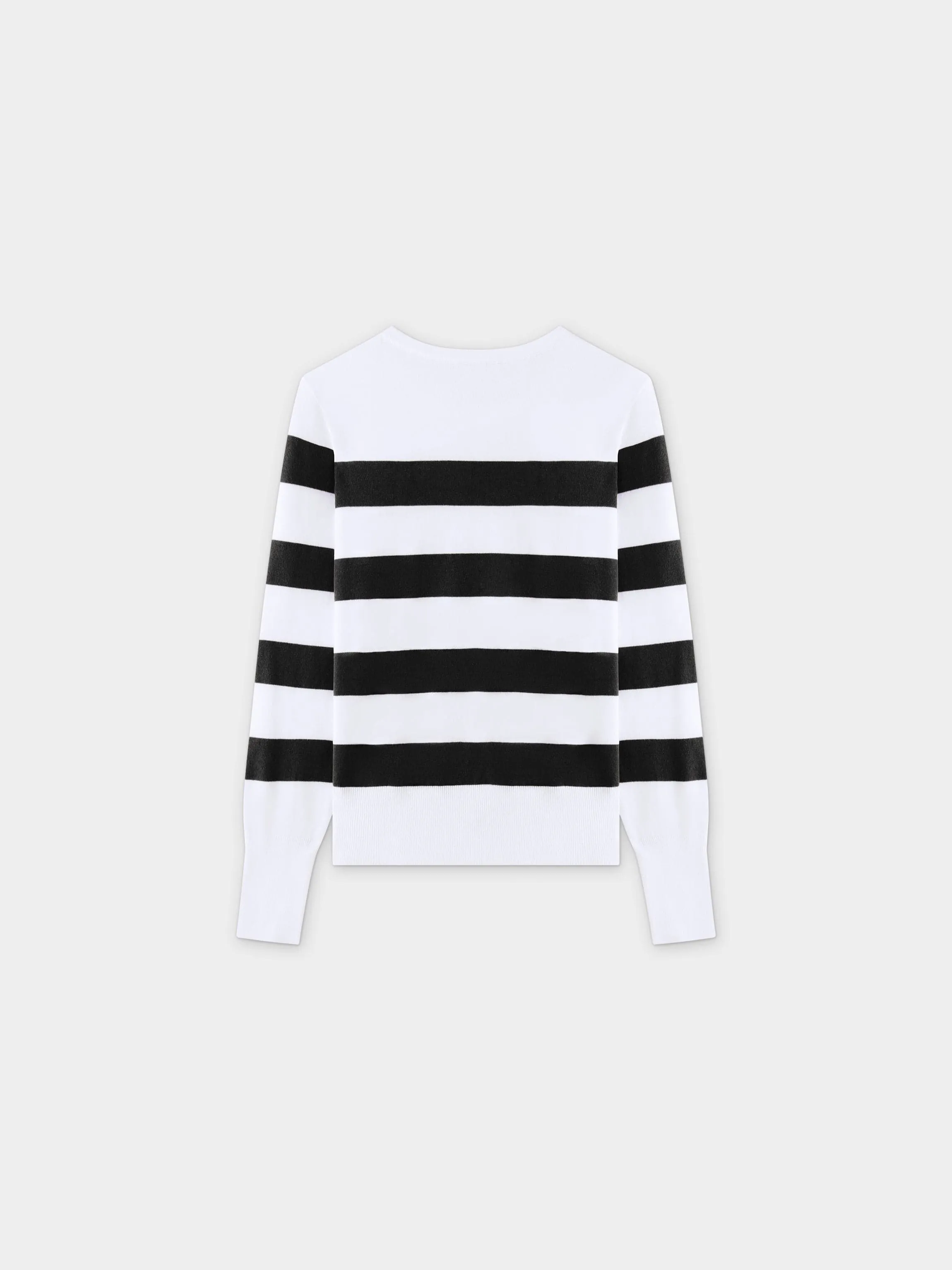 Striped Cotton Sweater-Black