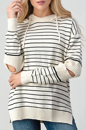 Striped Cutout Slit Sweater