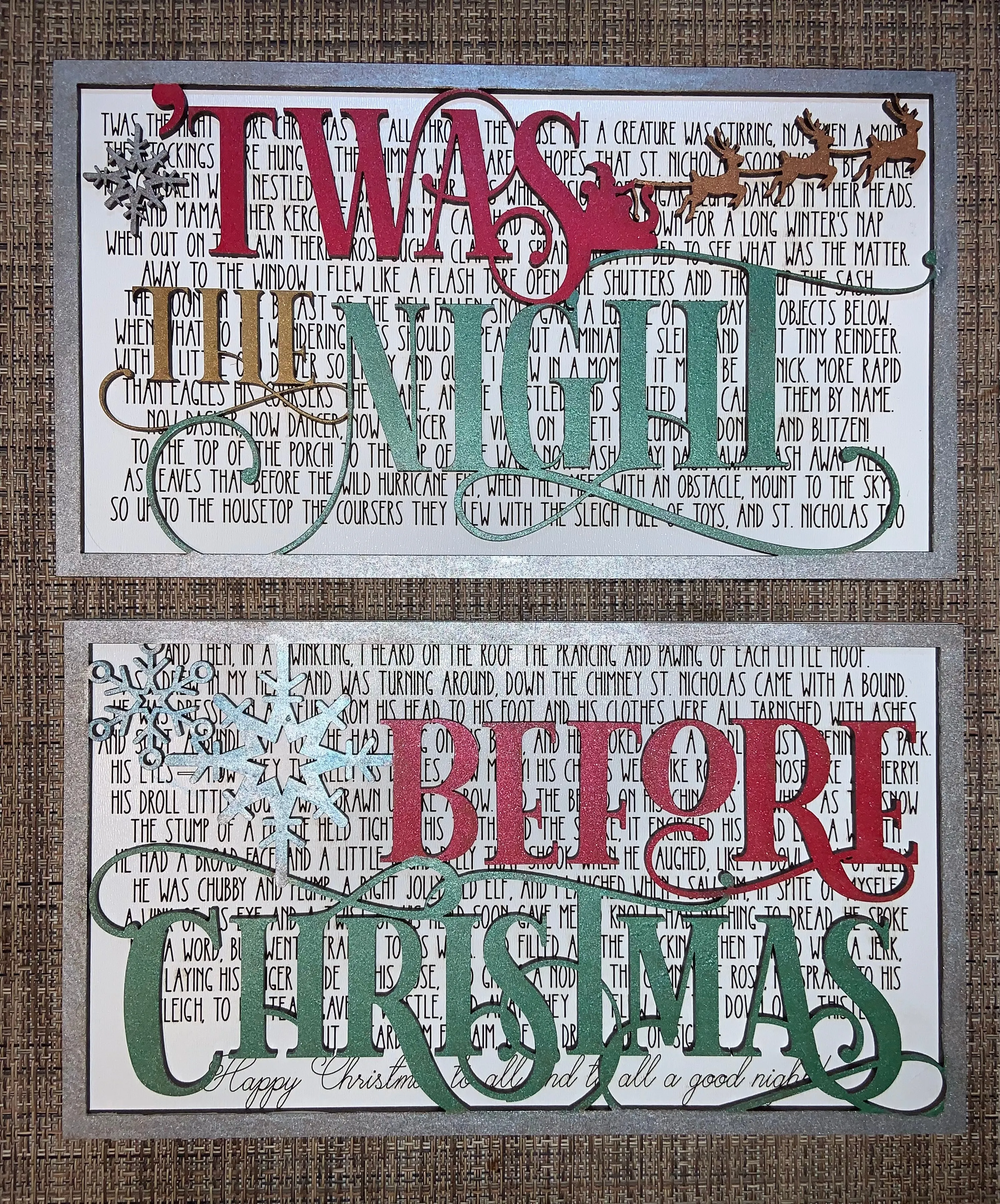 'Twas the NIght Before Christmas POEM Layered SIgn SVG Glowforge Laser Ready FIle