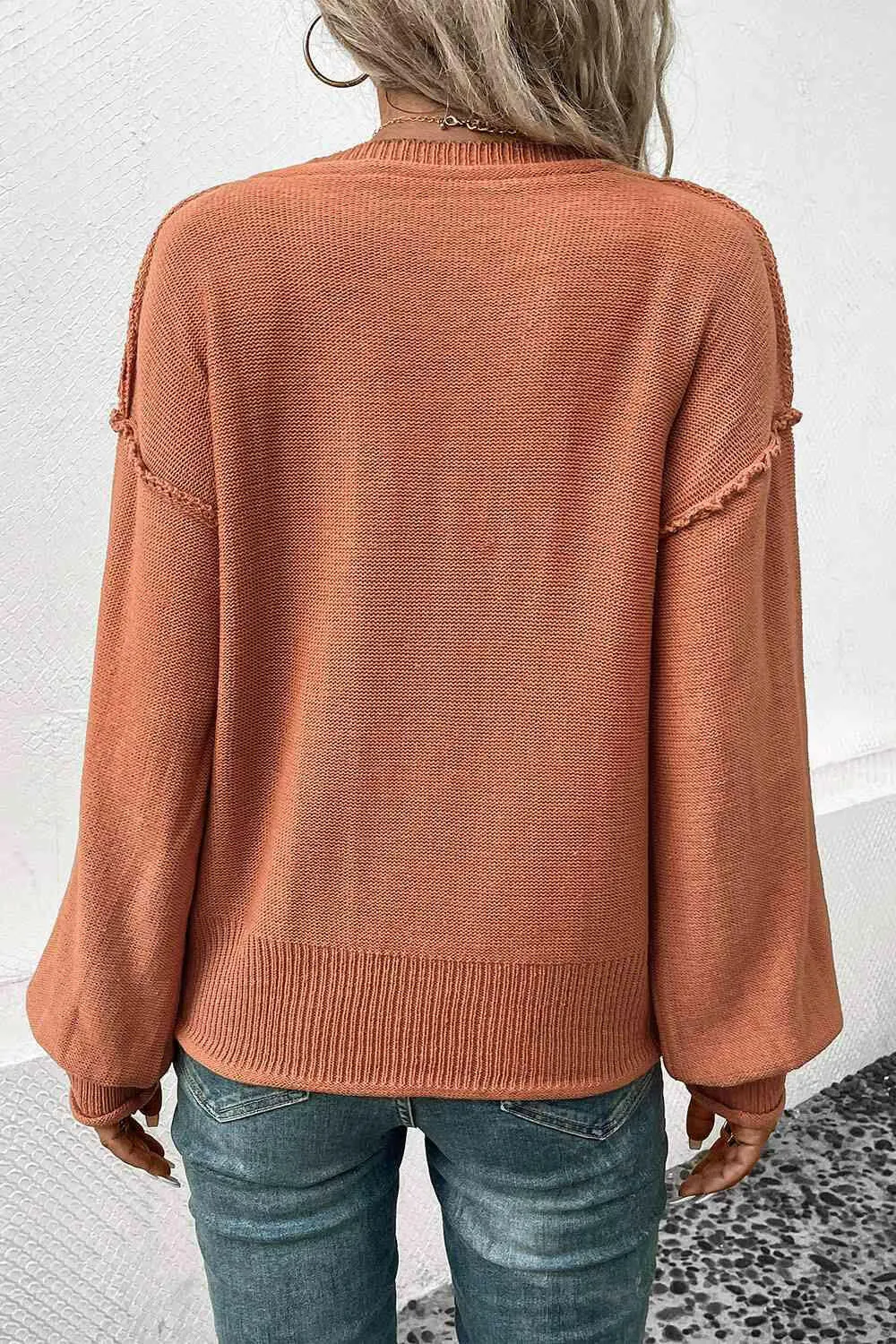 V-Neck Exposed Seam Sweater