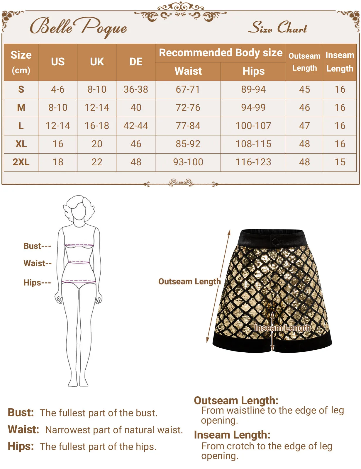 Vintage Sequined Shorts Contrast Fabric Elastic Waist Shorts