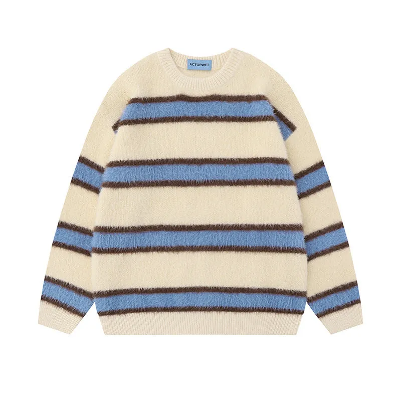 Vintage Striped Knit Sweater – Unisex Retro Style