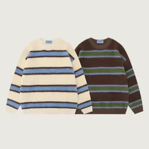 Vintage Striped Knit Sweater – Unisex Retro Style