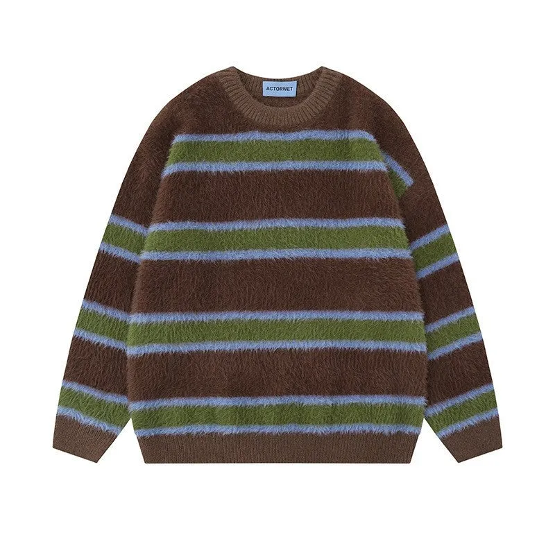 Vintage Striped Knit Sweater – Unisex Retro Style