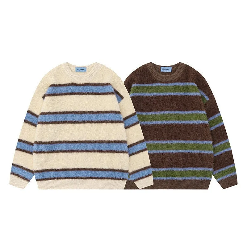 Vintage Striped Knit Sweater – Unisex Retro Style