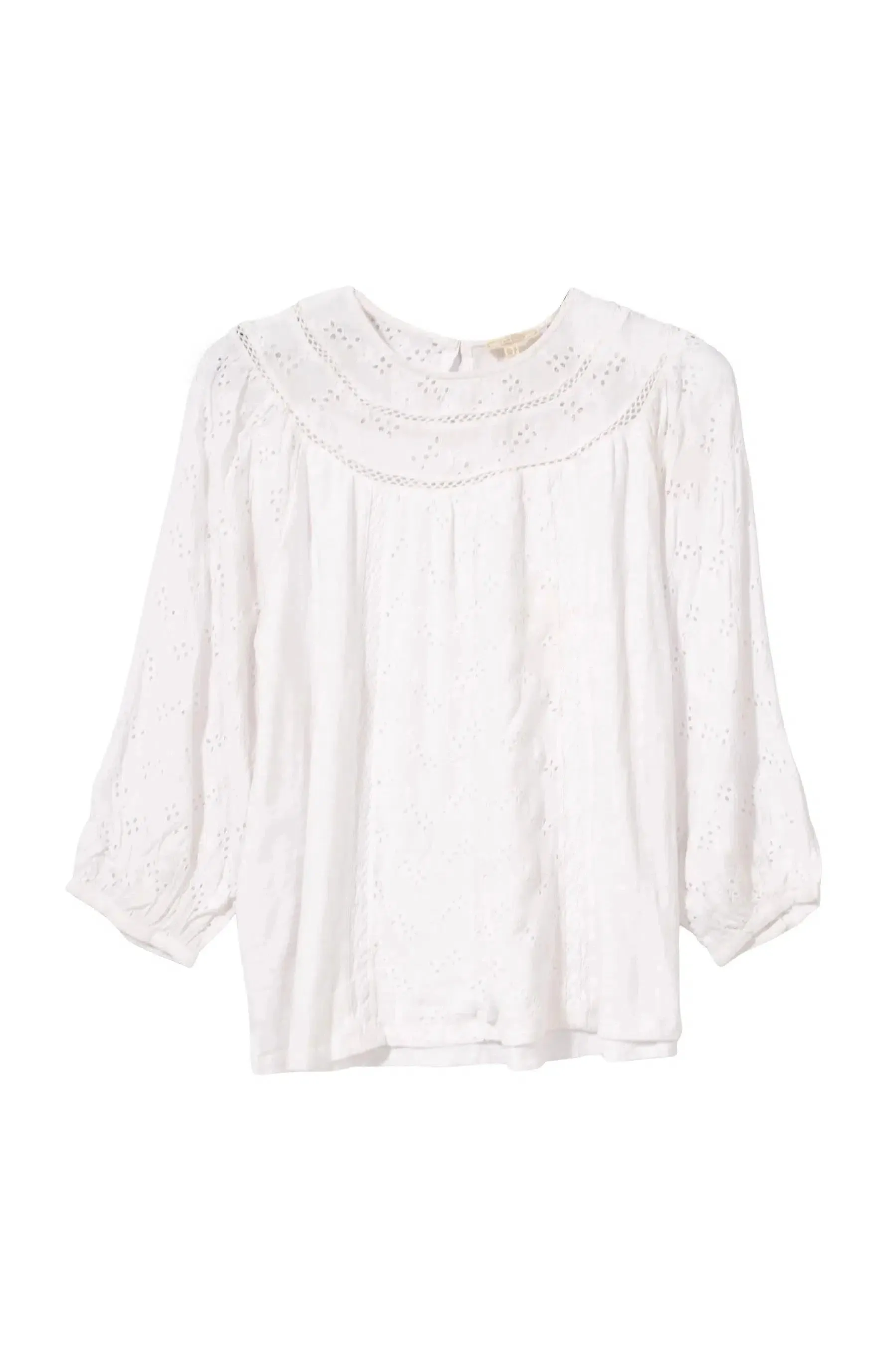 White Cotton Lace Trim Blouse