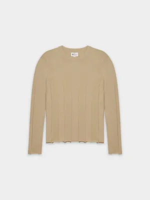 WIDE RIBBED SWEATER-TAN