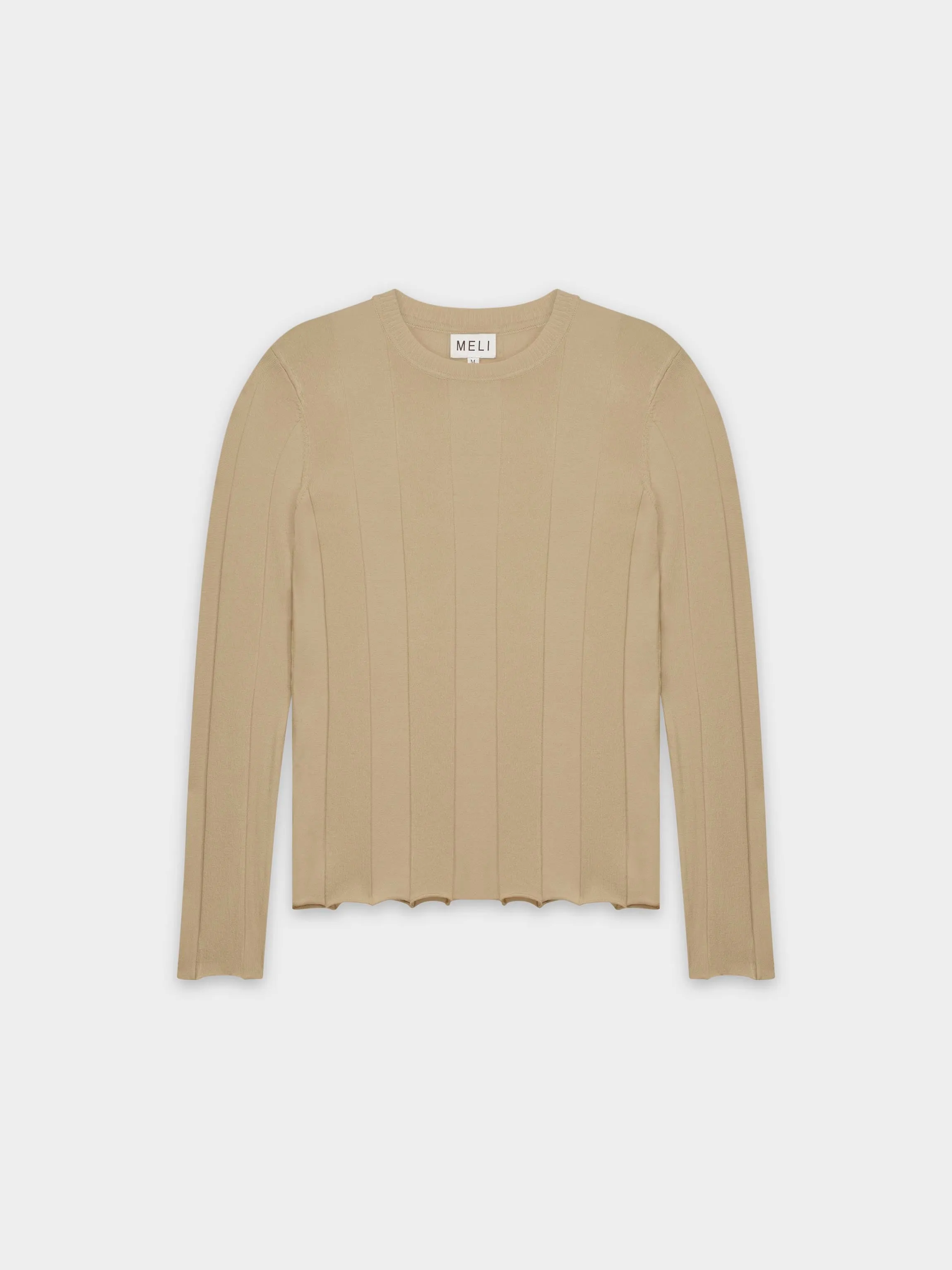 WIDE RIBBED SWEATER-TAN