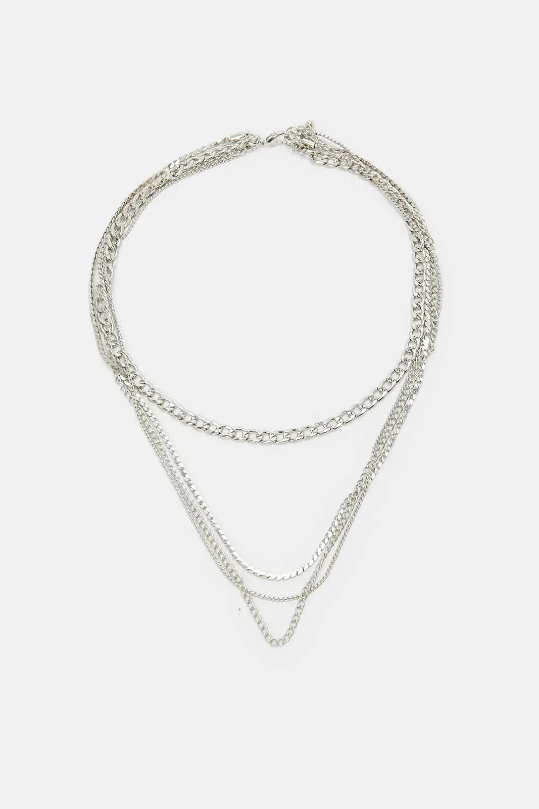 Women Silver Layered Necklace