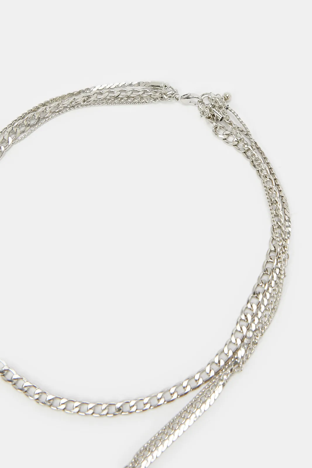 Women Silver Layered Necklace