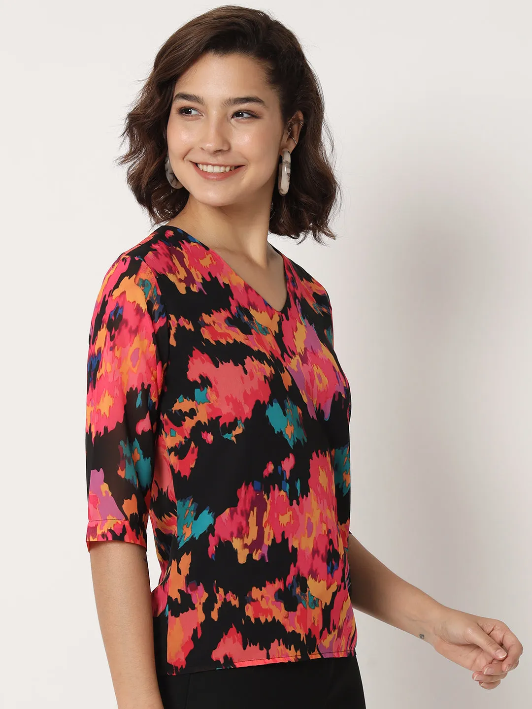 Women's Abstract Printed Regular Top