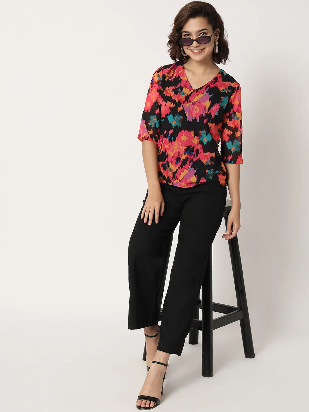 Women's Abstract Printed Regular Top