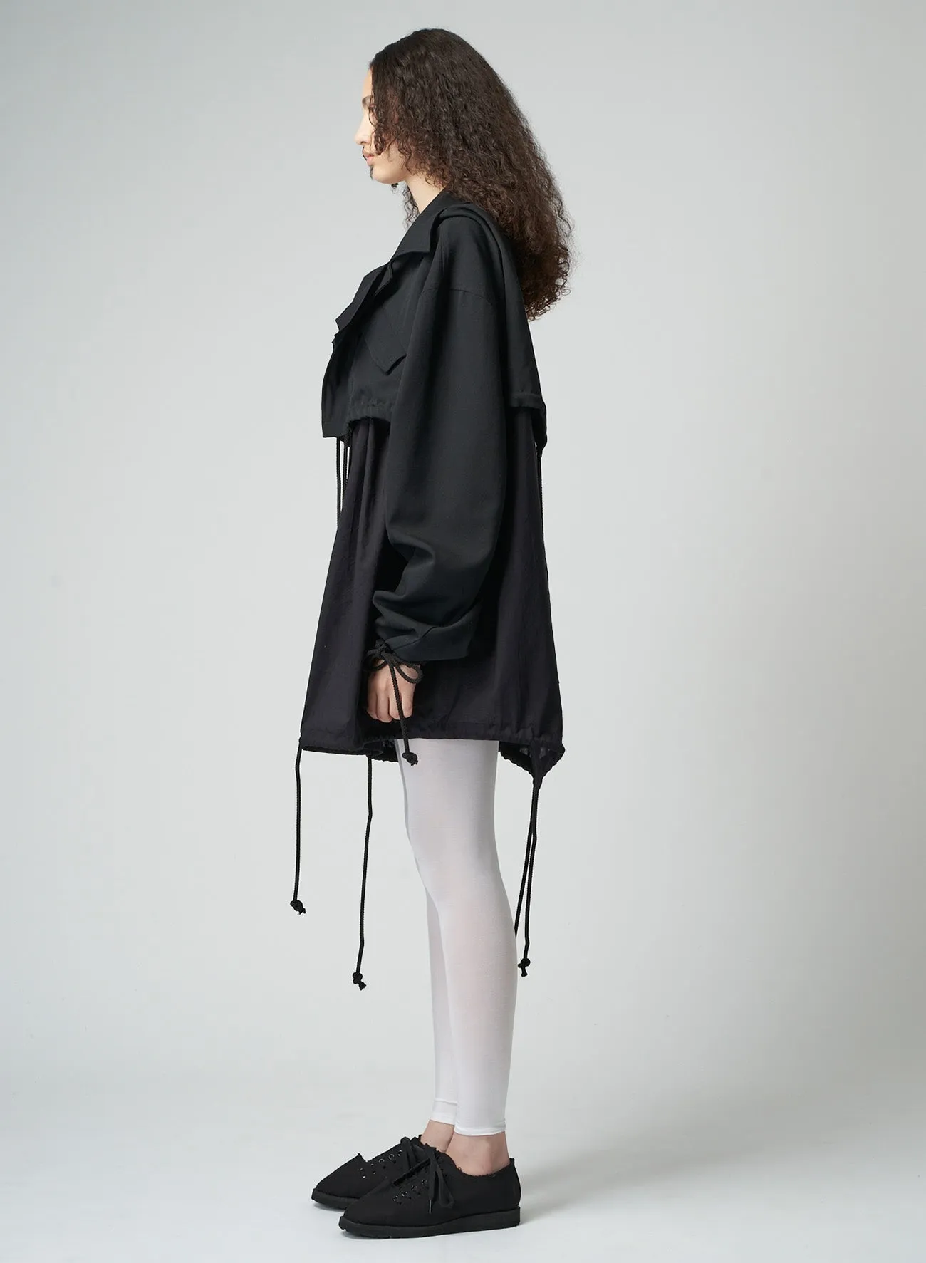 WOOL GABARDINE LAYERED MOD'S COAT