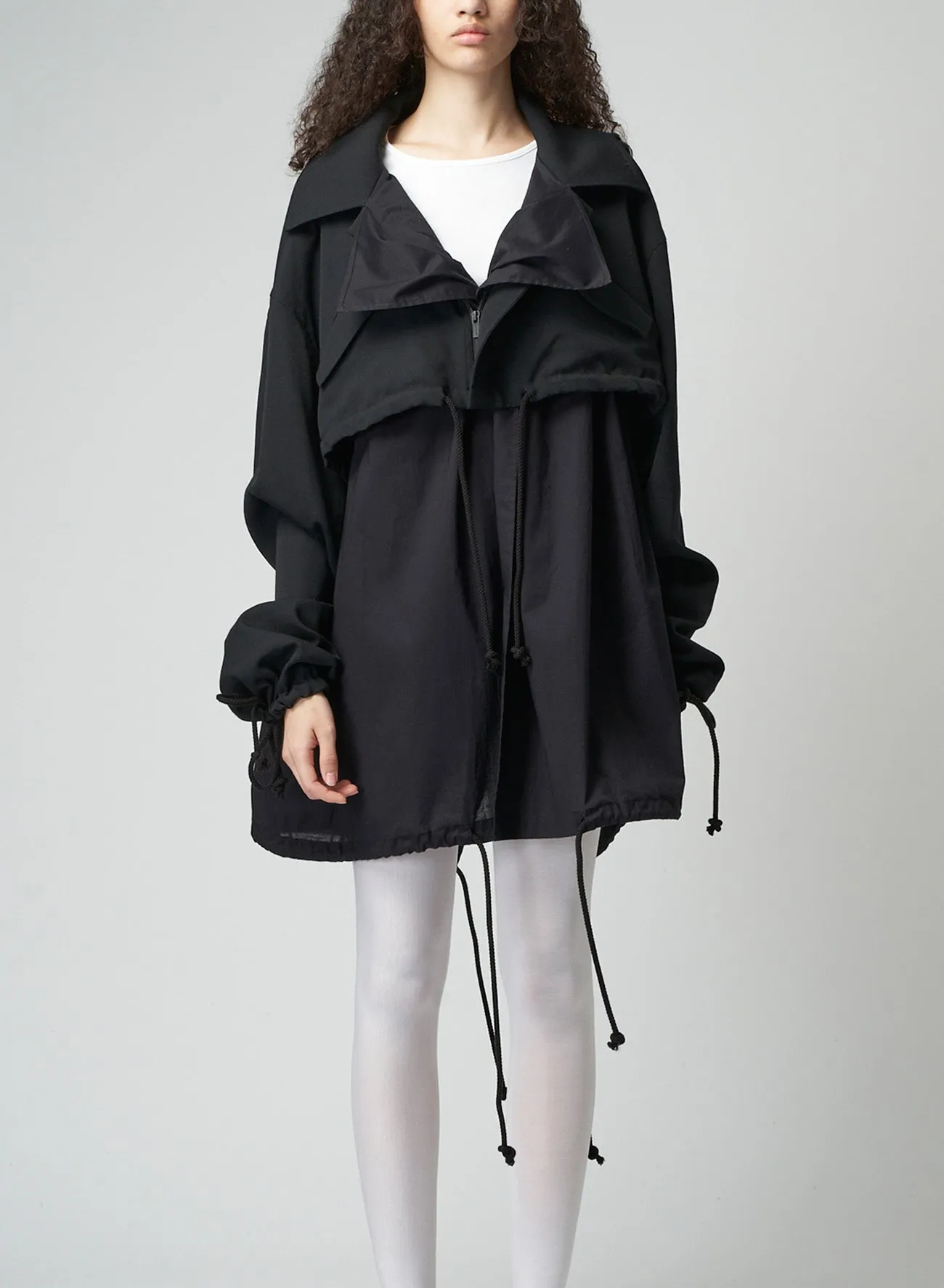 WOOL GABARDINE LAYERED MOD'S COAT