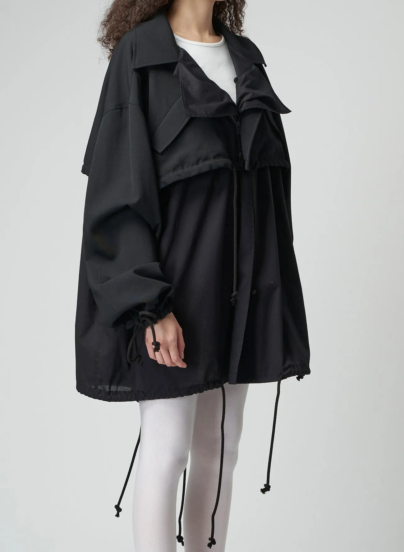 WOOL GABARDINE LAYERED MOD'S COAT